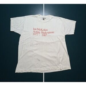 Vintage 80s Ian McKellen Acting Shakespeare Signed T Shirt Single‎ Stitch Large
